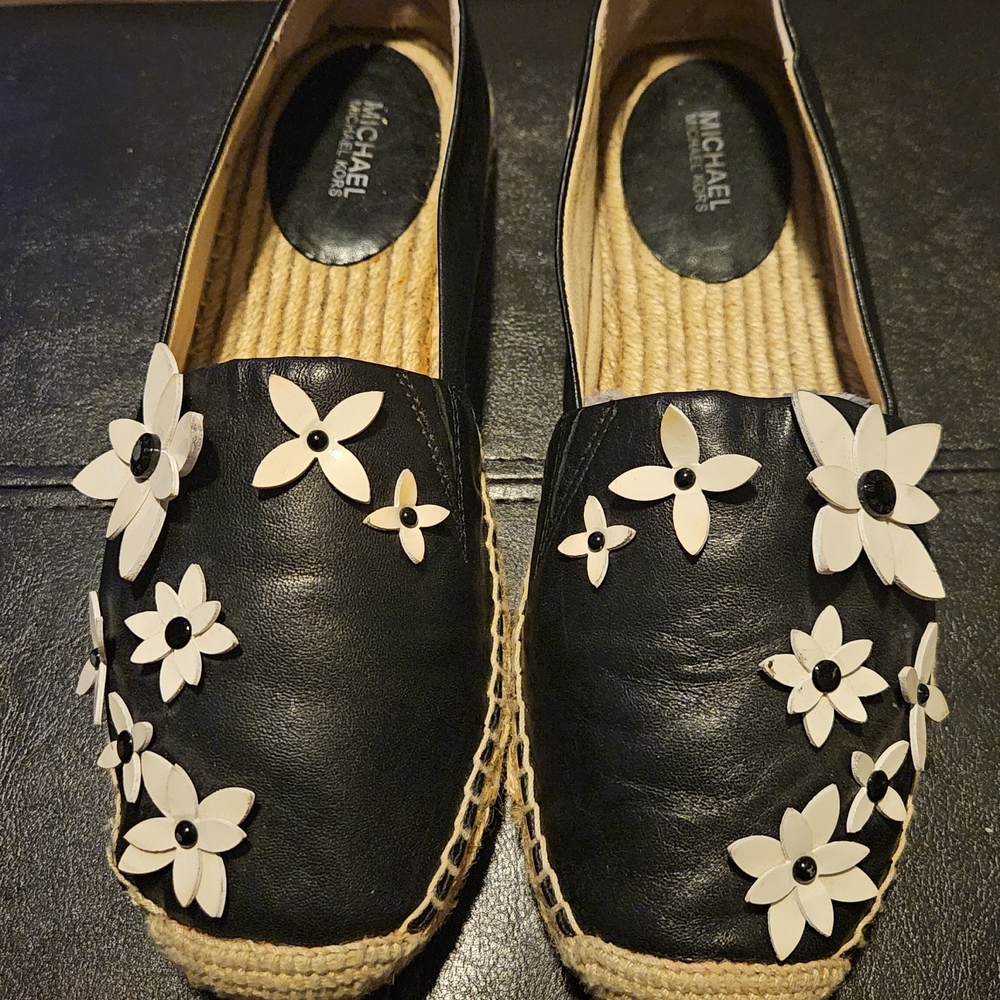 Michael Kors Black Floral Espadrilles